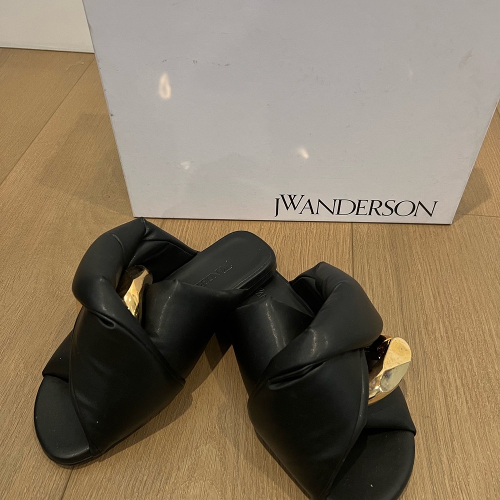 JW Anderson Black Mules with Gold Accent